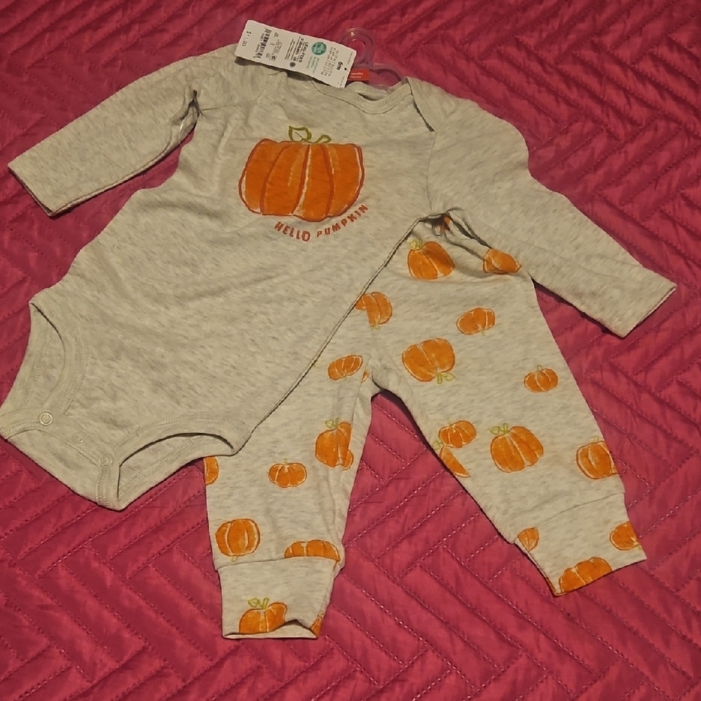 Gray Pumpkin Baby Outfit Set